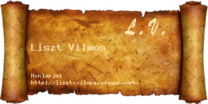Liszt Vilmos névjegykártya